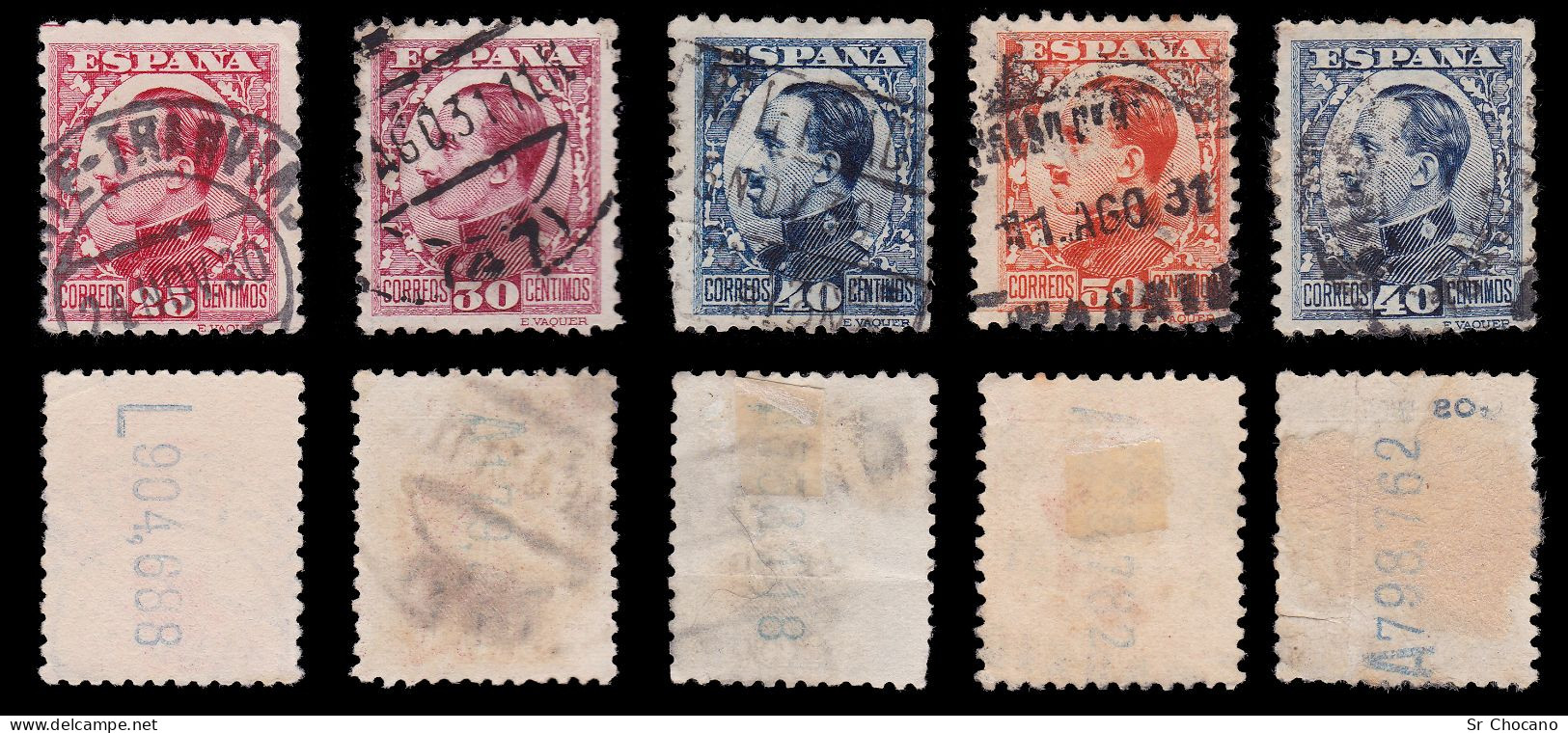 ESPAÑA. Alfonso XIII.1930-31.Serie Matasello FECHAS.Edifil 490-497A - Gebruikt