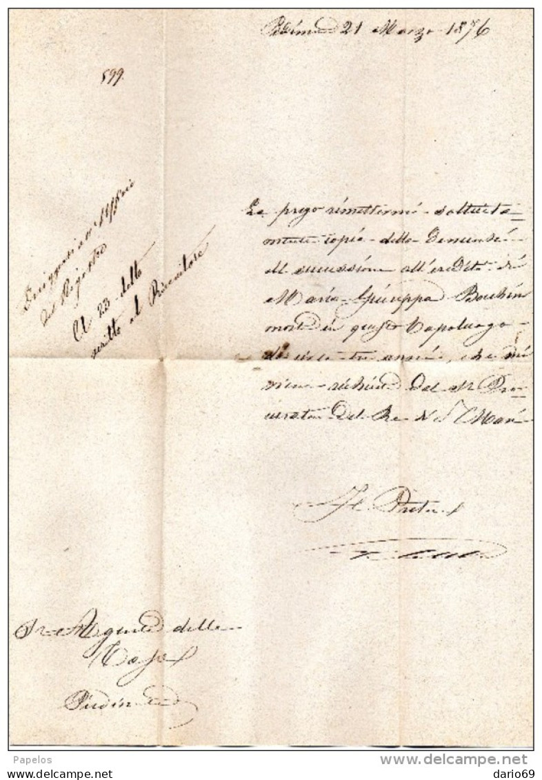 1876 LETTERA CON ANNULLO PIEDIMONTE D'ALIFE CASERTA - Servizi