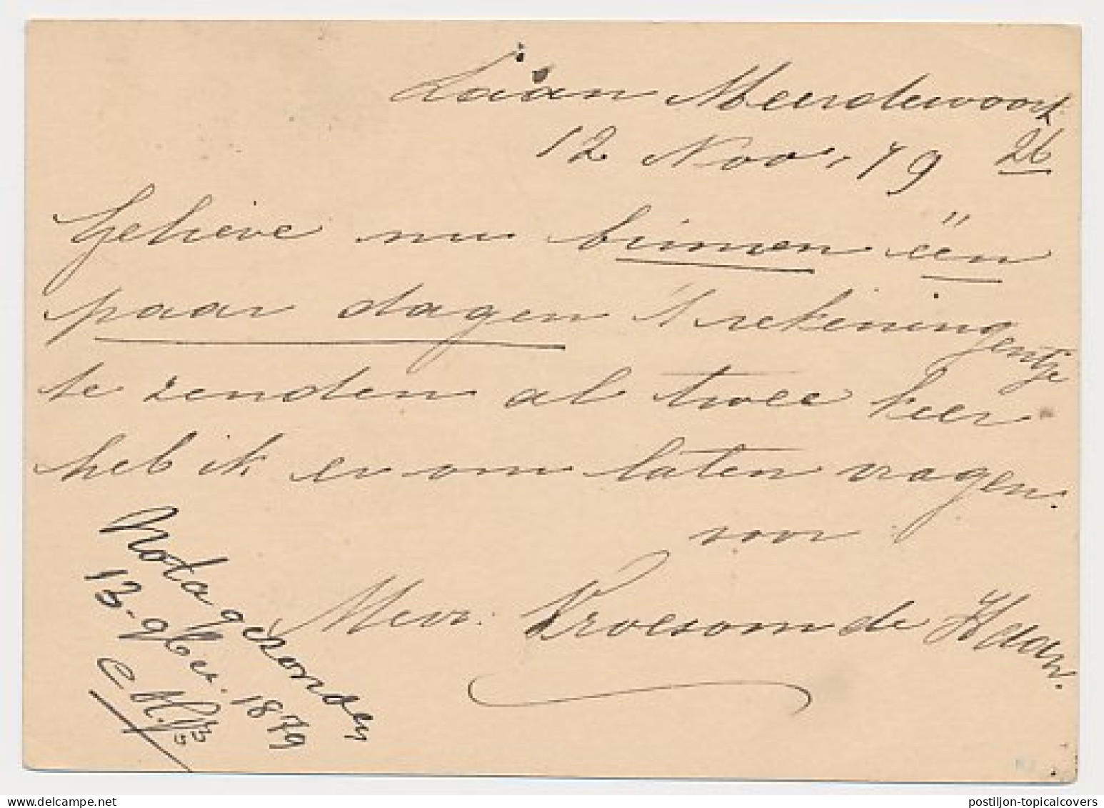 Stationspoststempel S Gravenhage - Gouda - S Gravenhage 1879 - Cartas & Documentos