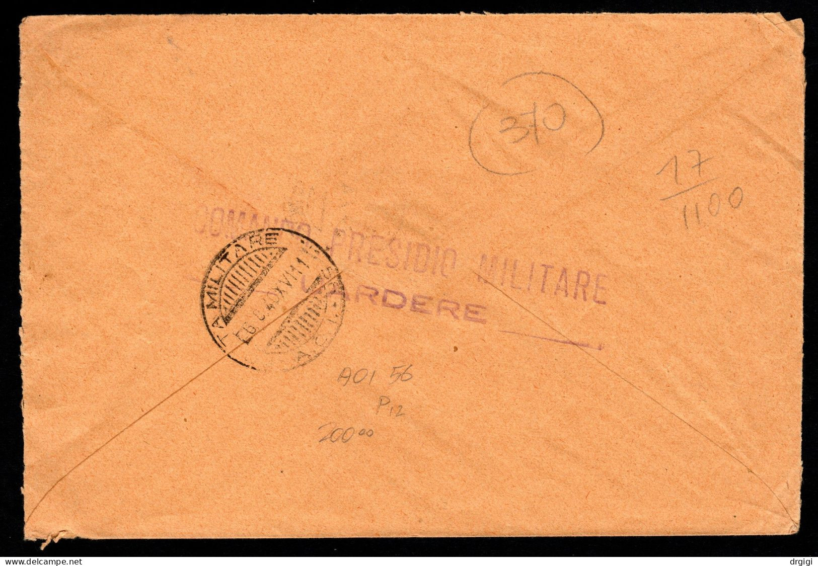 SOMALIA ITALIANA, BUSTA 1940, FRANCHIGIA MILITARE, UARDERE' X MOGADISCIO - RARI - Somalia