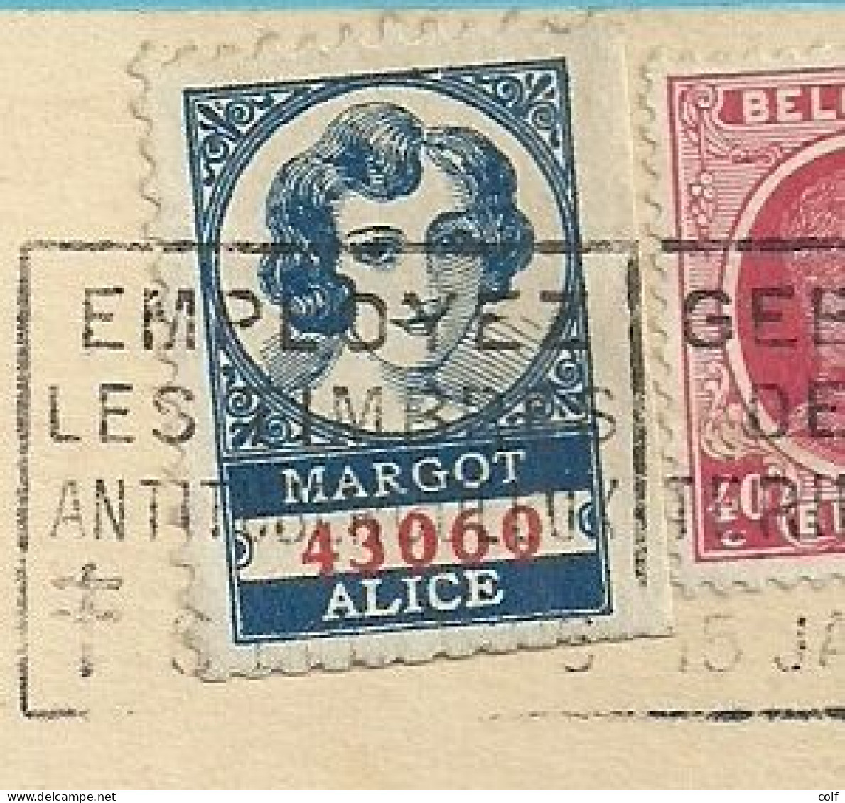 202 Op Kaart Stempel NAMUR Met Vignet MARGOT ALICE - 1922-1927 Houyoux