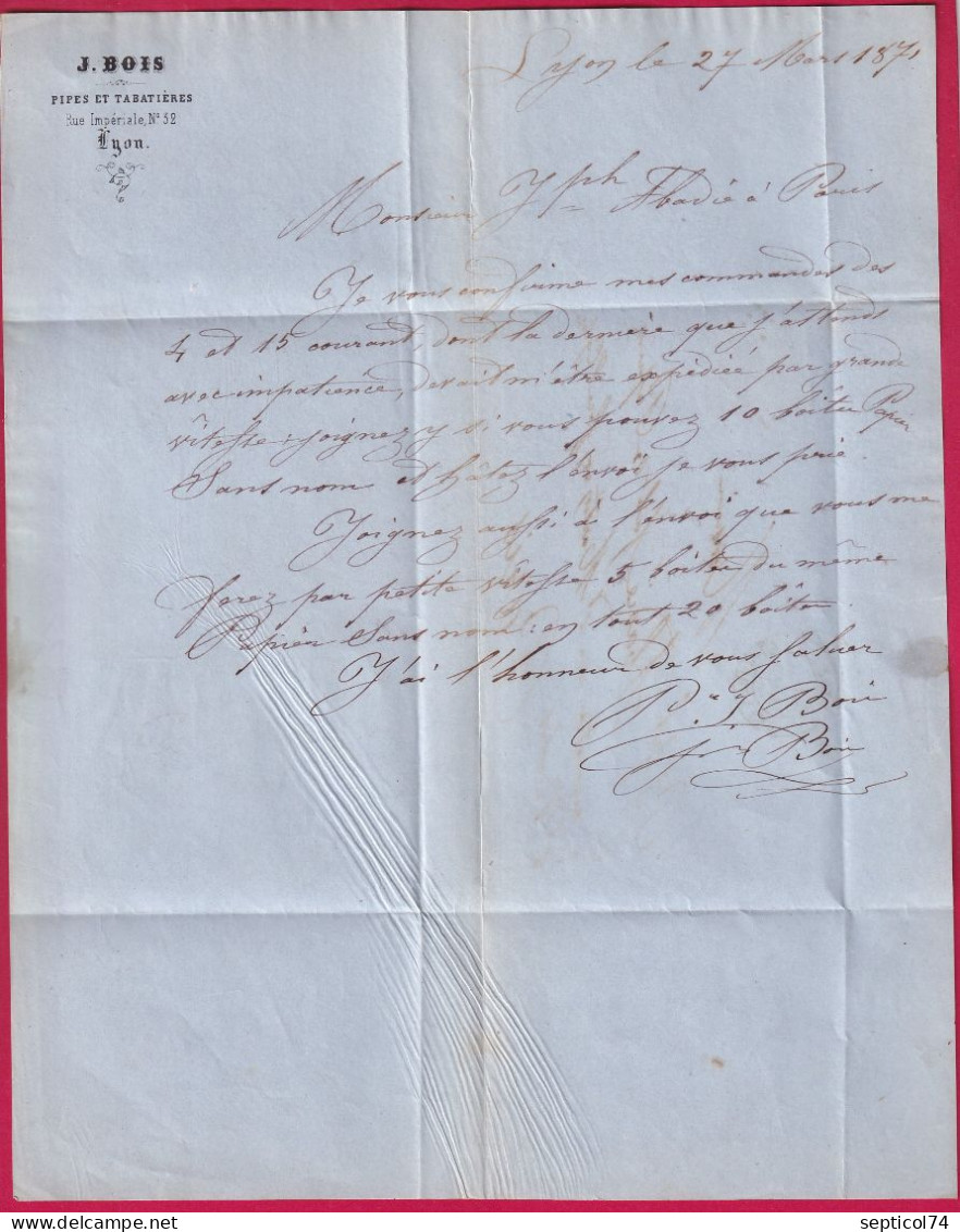 TENTATIVE ENTREE COMMUNE DE PARIS N°45C GC 2145 LYON POUR PARIS LETTRE - Oorlog 1870