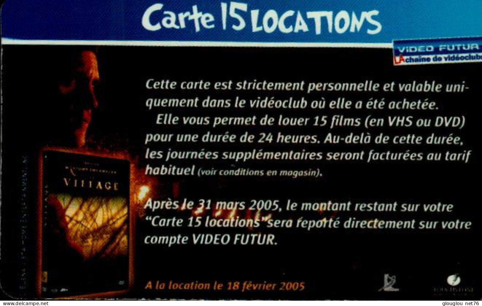 VIDEO FUTUR.. CARTE 15 LOCATIONS....VILLAGE - Suscripción