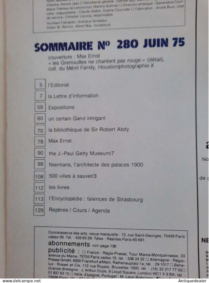 Connaissance Des Arts Juin 1975 Max Ernst - Verzamelaars
