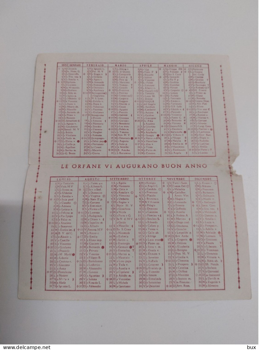 1952 Santuario Madonna Dell'Arco Orfanelle Orfane Orfanotrofio Calendarietto Tascabile Religioso - Small : 1941-60