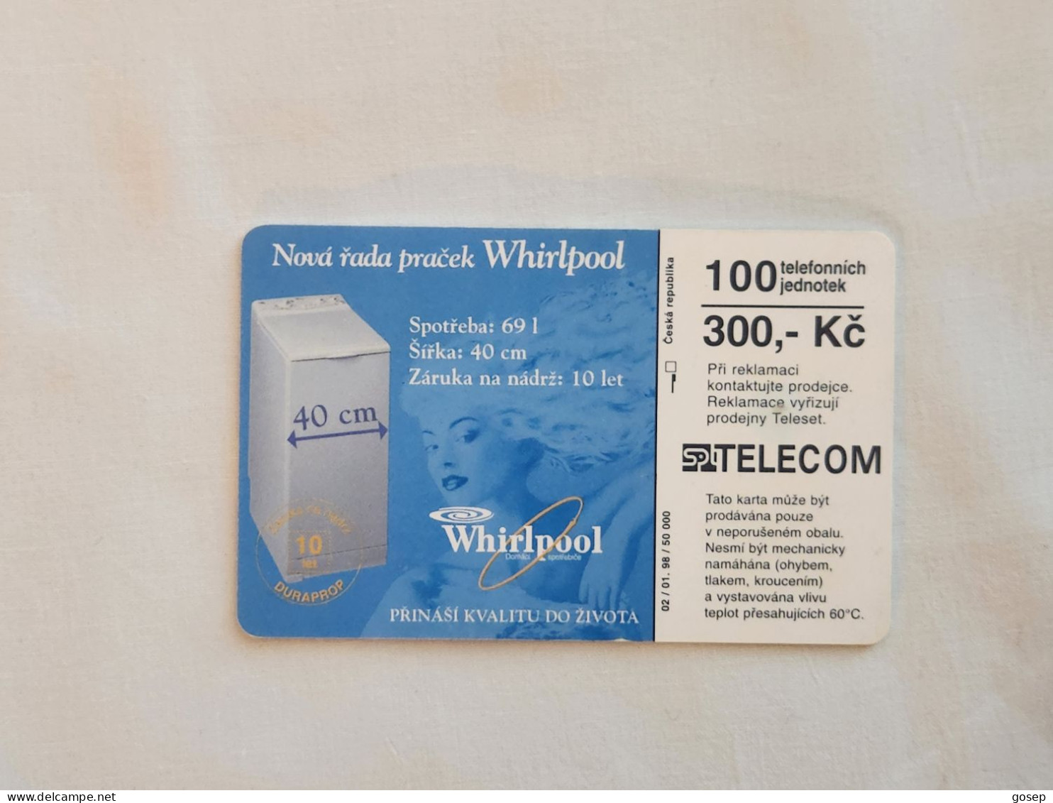 CZECH REPUBLIC-(C218A-02.01.98)-Promotion-Whirlpool-(196)-(100units)-(01.01.1998)(tirage-50.000)-used Card - Tchéquie