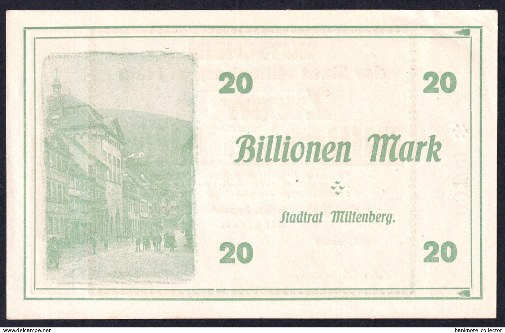 Deutschland, Germany, Gutschein Der Stadt Miltenberg A. Main - 20 Billion Mark, 1923 ! - 20 Billionen Mark