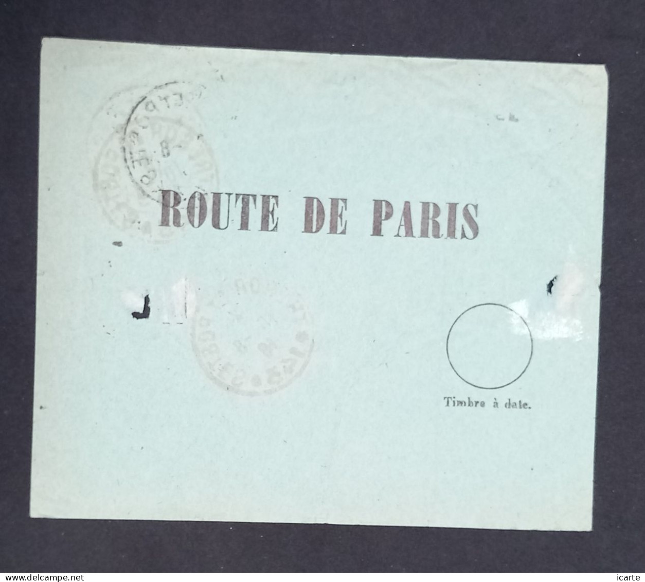 Etiquette Verte De Dépêche "Route De Paris" Réutilisée Par Le Secteur Postal 143 Mention Manuscrite ETRANGER 10-8-16 - Brieven En Documenten