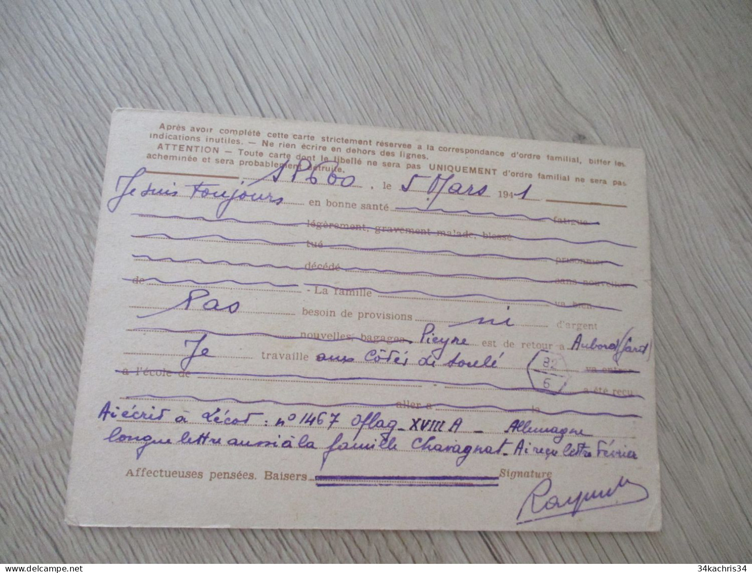 VM Entier Iris SP 600 Pour Vitteaux Côte D'Or SP 600 Liban 1941 - Cartas & Documentos