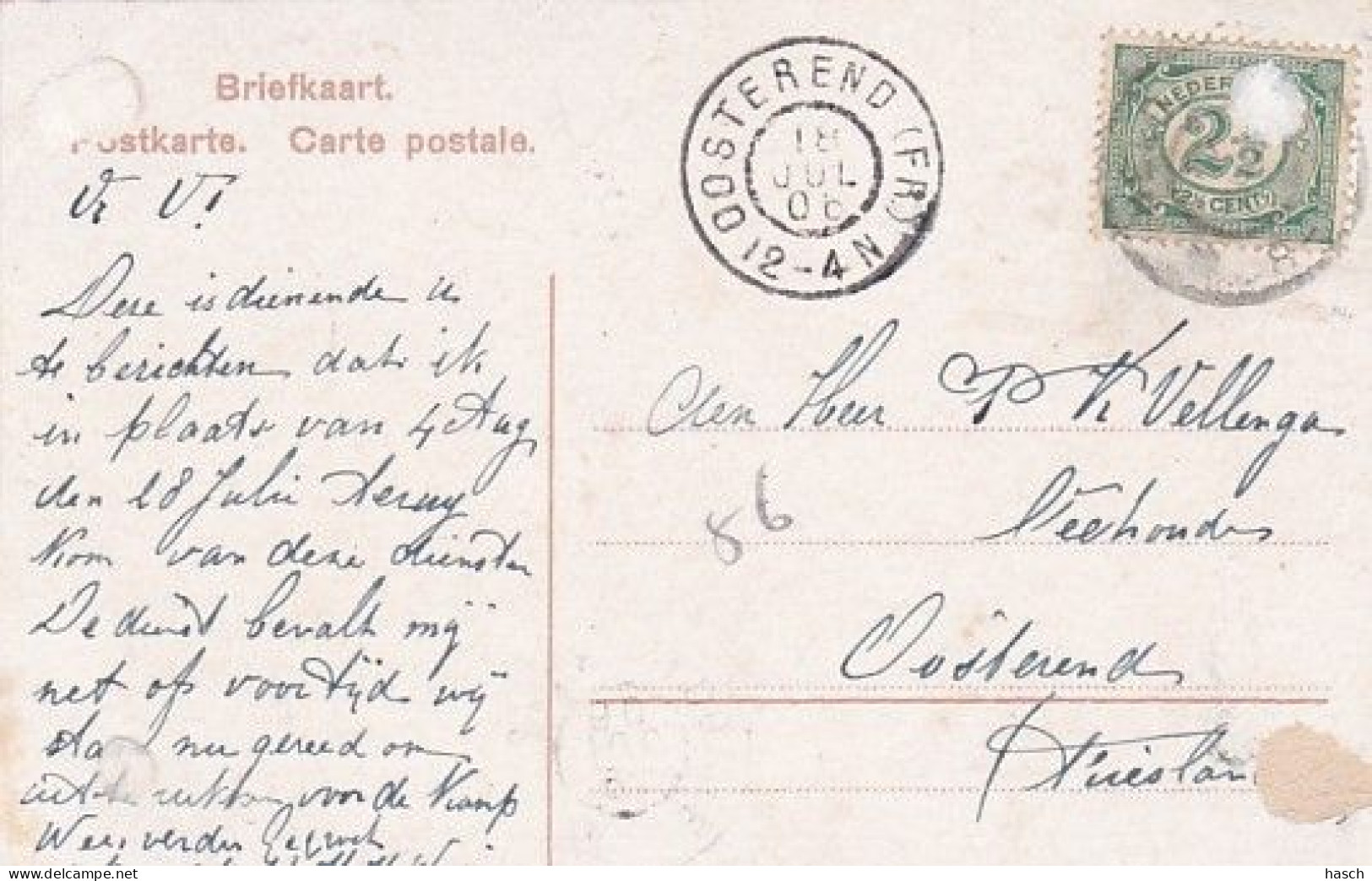 48374Den Helder, Hoofdgracht. (poststempel 1906)(zie Achterkant) - Den Helder