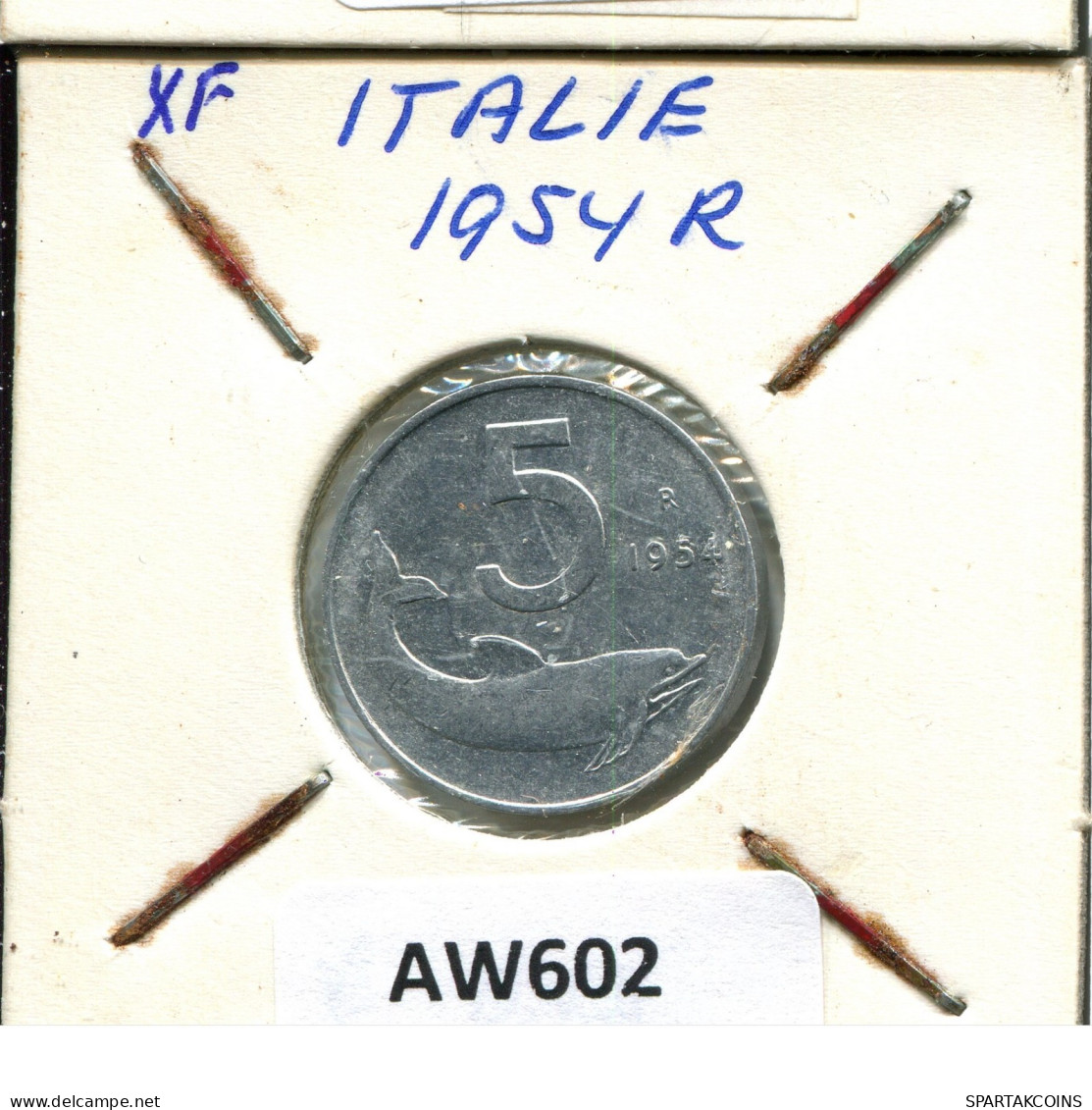 5 LIRE 1954 R ITALY Coin #AW602.U.A - 5 Lire