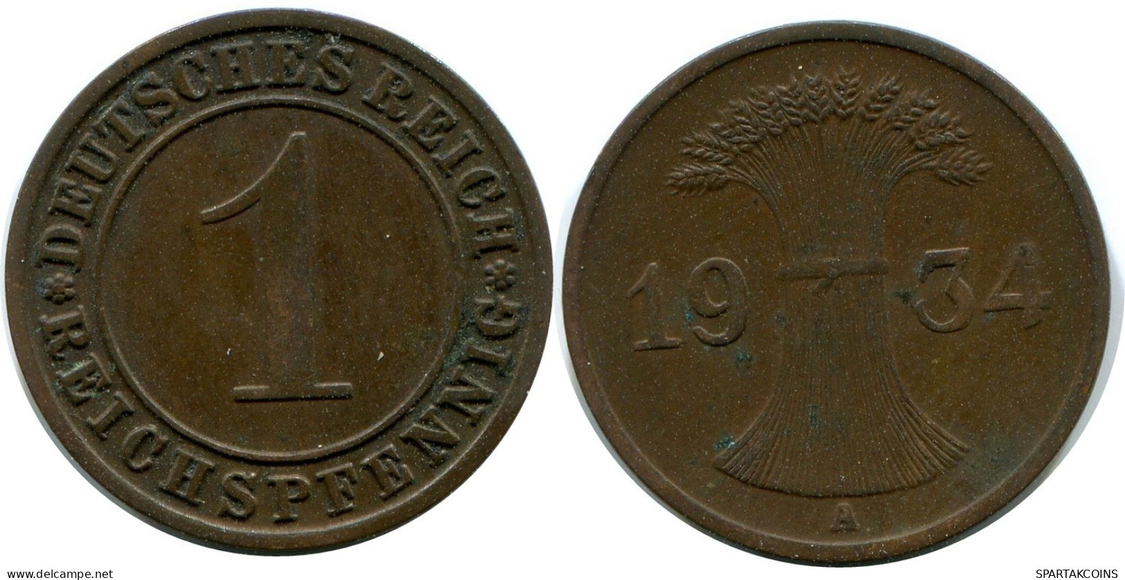 1 REICHSPFENNIG 1934 A DEUTSCHLAND Münze GERMANY #DA777.D.A - 1 Reichspfennig