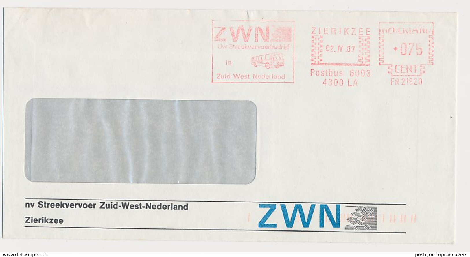 Meter Cover Netherlands 1987 Bus - ZWN - Zierikzee - Busses