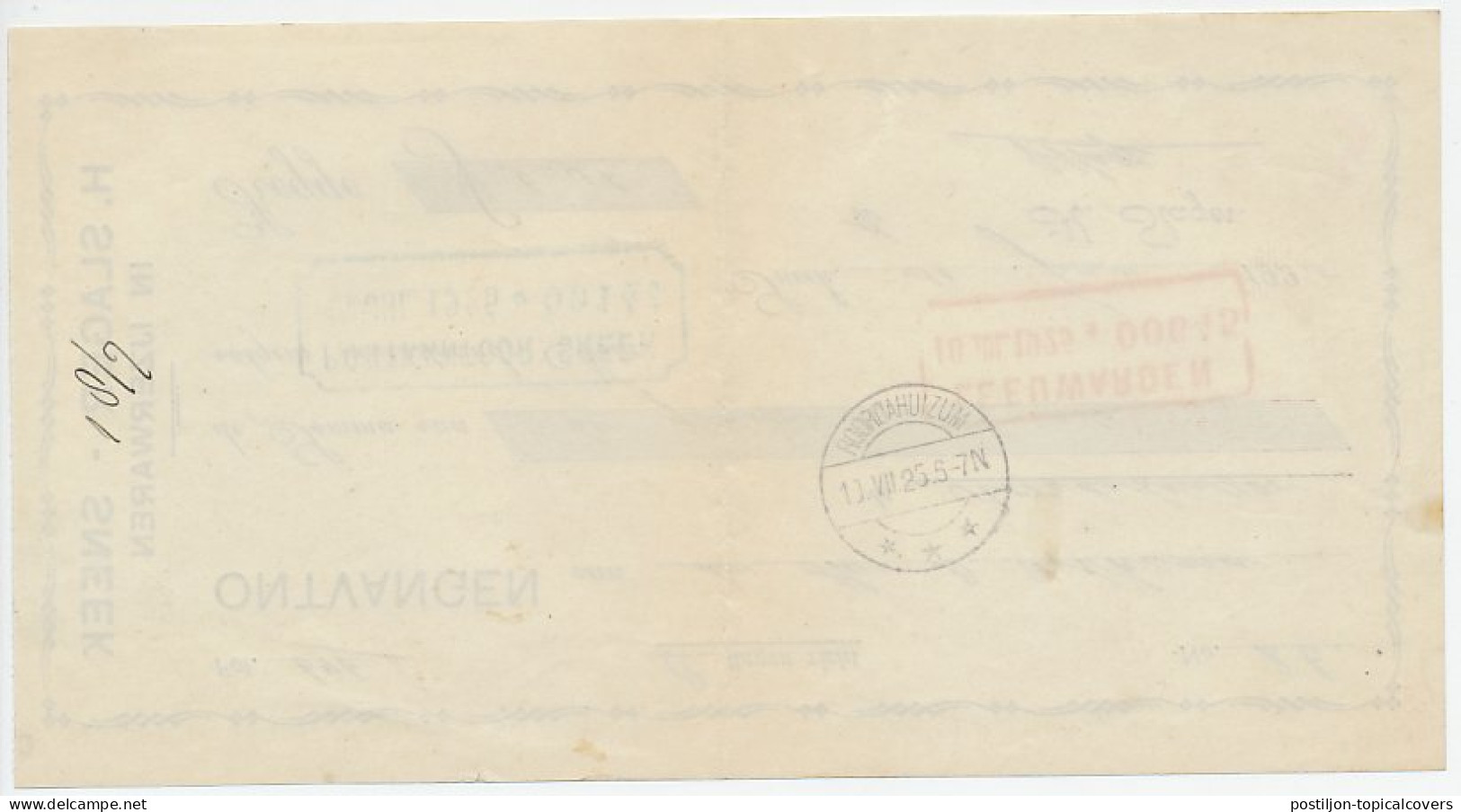 Sneek - Roordahuizum1925 - Begeleidingsbrief - Non Classés