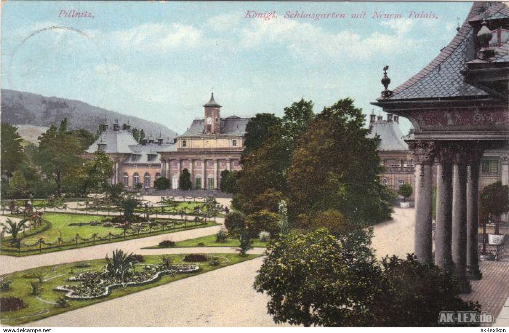 Ansichtskarte Pillnitz Königl. Schlossgarten Mit Neuem Palais 1912 - Pillnitz
