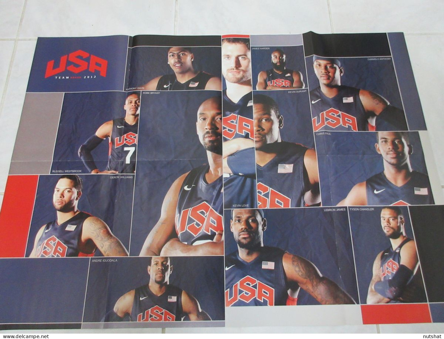 BASKET NBA POSTER 13 Kobe BRYANT LAKERS Au Dos USA TEAMS 2012 WESTBROOK HARDEN   - Other & Unclassified