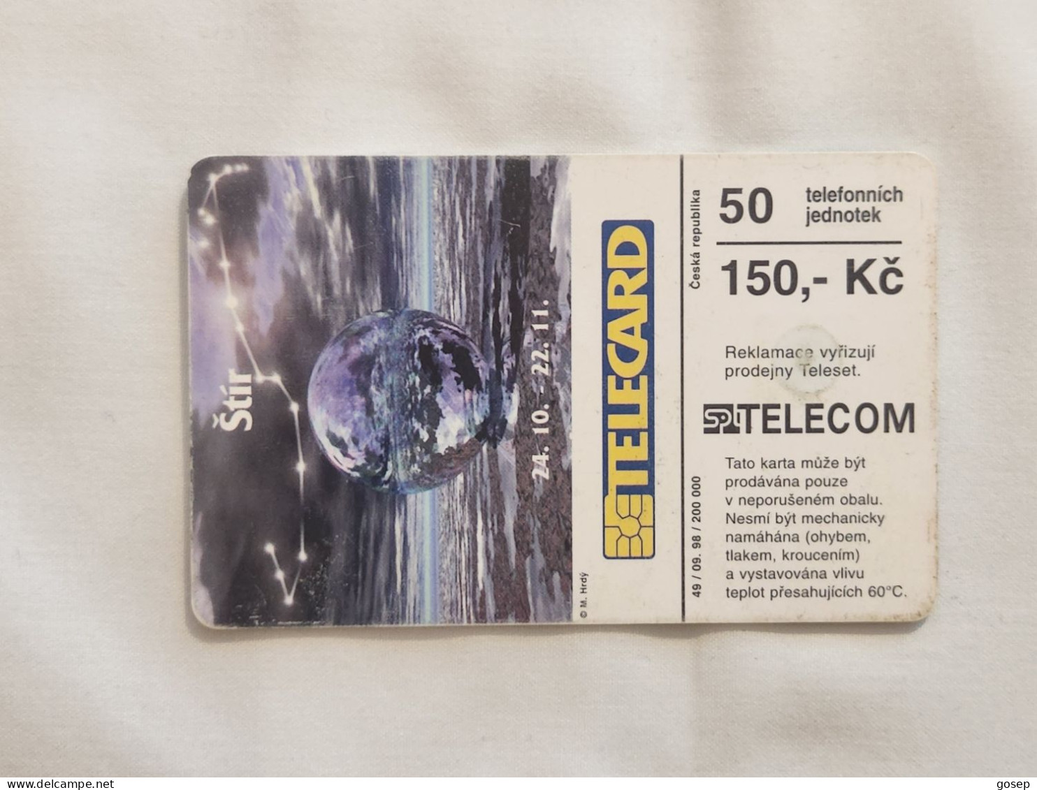 CZECH REPUBLIC-(C253B-49.09.98)-Zodiac-Štír (Scorpio)-(212)-(50units)-(01.09.1998)(tirage-200.000)-used Card - Czech Republic