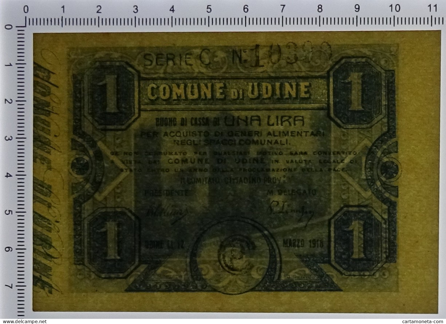 1 LIRA BUONO DI CASSA COMUNE DI UDINE WWI 12/03/1918 QFDS - Otros & Sin Clasificación