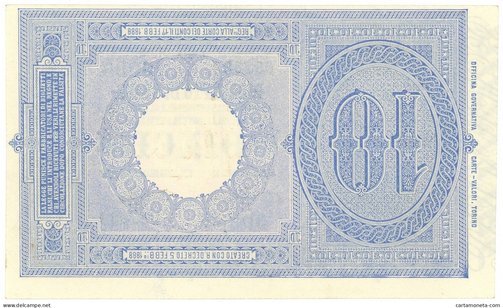 10 LIRE BIGLIETTO DI STATO EFFIGE UMBERTO I 19/05/1923 SUP+ - Regno D'Italia - Altri