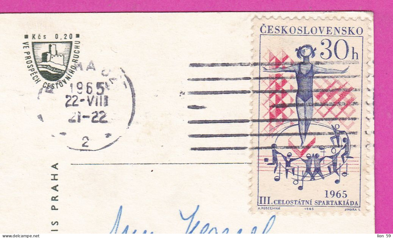 294757 / Czechoslovakia - Old Town Towers PC 1965 USED 30h - 3rd National Spartacist Games - Children's Exercises - Briefe U. Dokumente