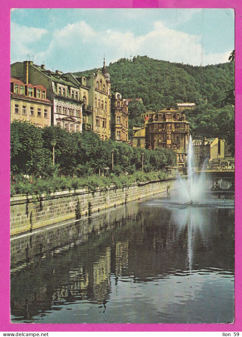294759 / Czechoslovakia - Karlovy Vary - Spa Across River Tepla PC 1972 USED 30h 8th Trade Union Congress, Prague - Covers & Documents