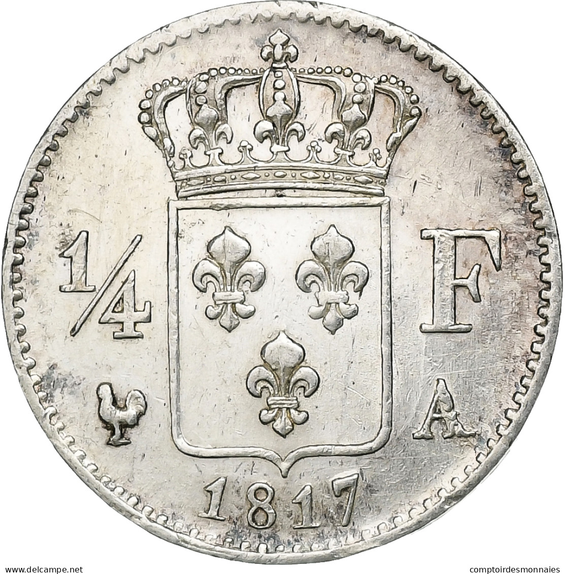 France, Louis XVIII, 1/4 Franc, 1817, Paris, Argent, SUP, Gadoury:352, KM:714.1 - 25 Centimes