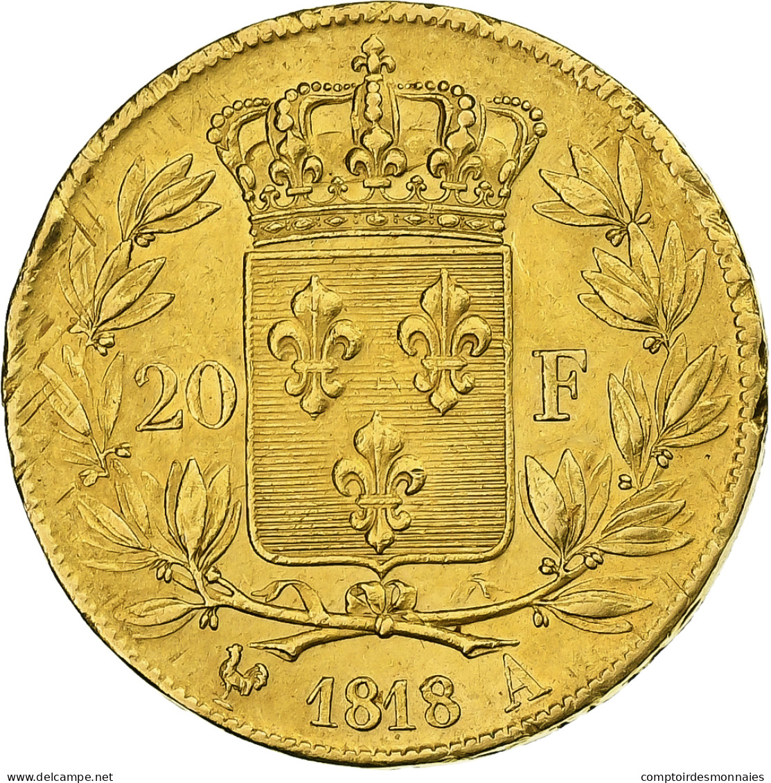 France, Louis XVIII, 20 Francs, 1818, Paris, Or, TTB, Gadoury:1028, Le - 20 Francs (gold)