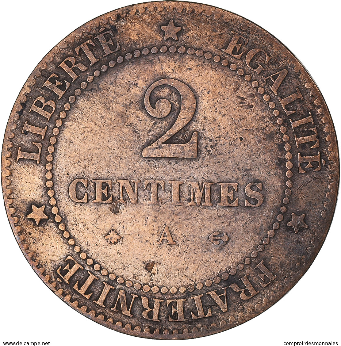 Monnaie, France, Cérès, 2 Centimes, 1879, Paris, TB+, Bronze, Gadoury:105 - 2 Centimes