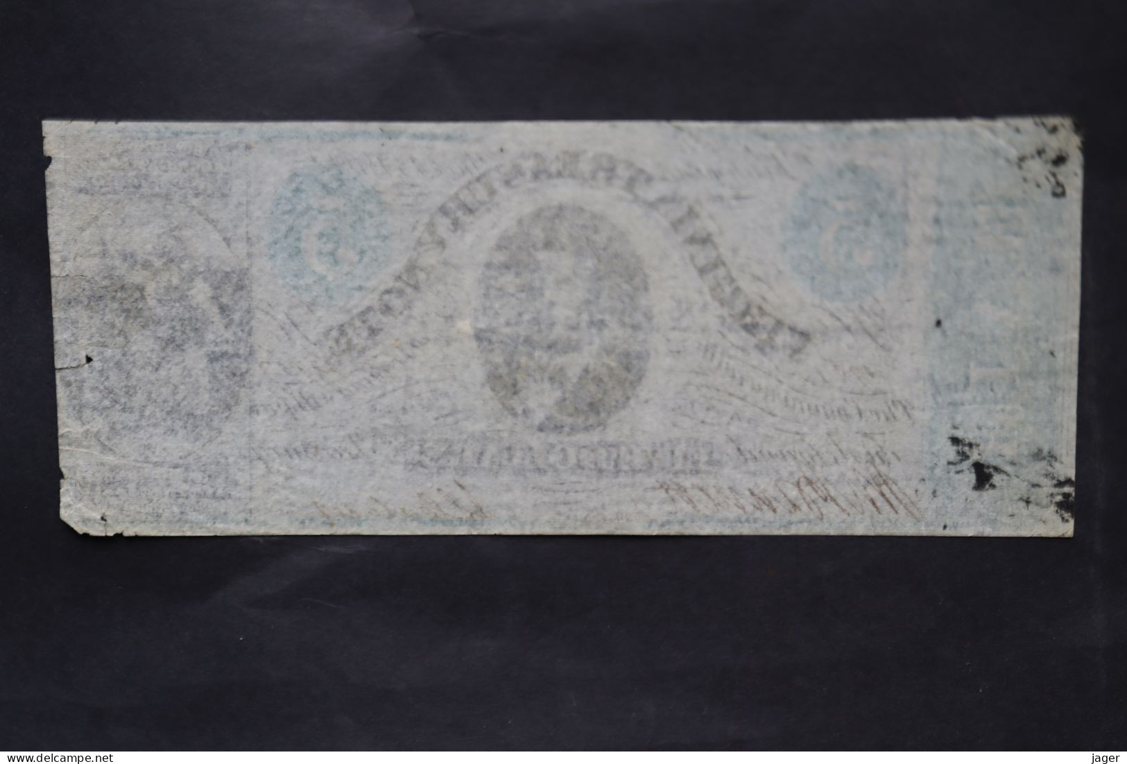 Billet  VIRGINIA TREASURE NOTE 5 DOLLARS 1862 ORIGINAL - Divisa Confederada (1861-1864)