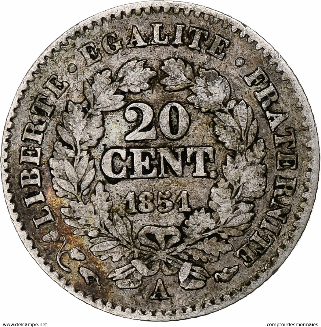 France, 20 Centimes, Cérès, 1851, Paris, Argent, TTB, Gadoury:303 - 20 Centimes