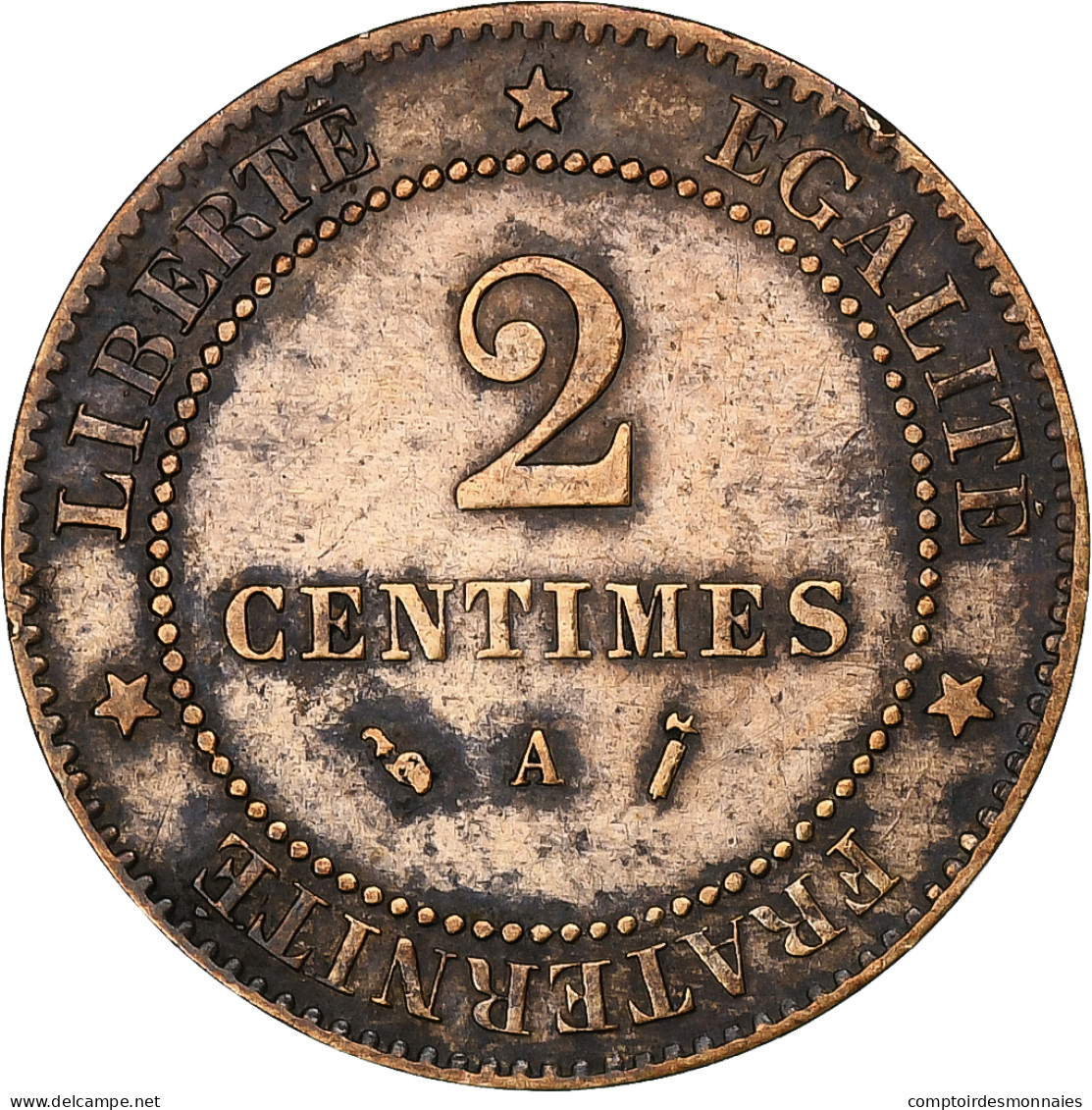 France, 2 Centimes, Cérès, 1889, Paris, Bronze, TTB, Gadoury:105, KM:827.1 - 2 Centimes