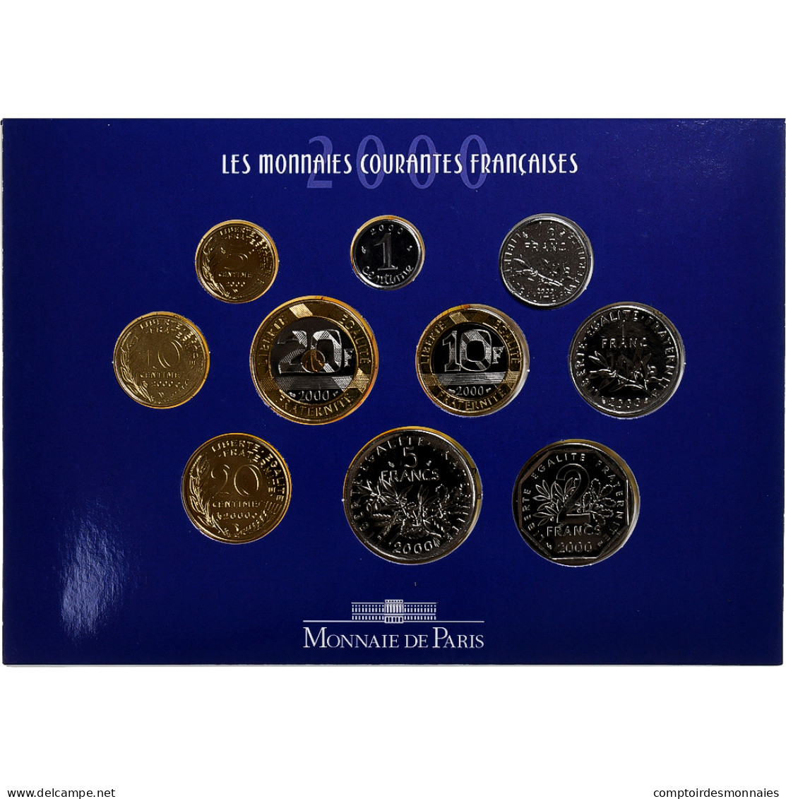 France, Coffret 1 C. à 20 Frs., 2000, Monnaie De Paris, BU, FDC - Other & Unclassified