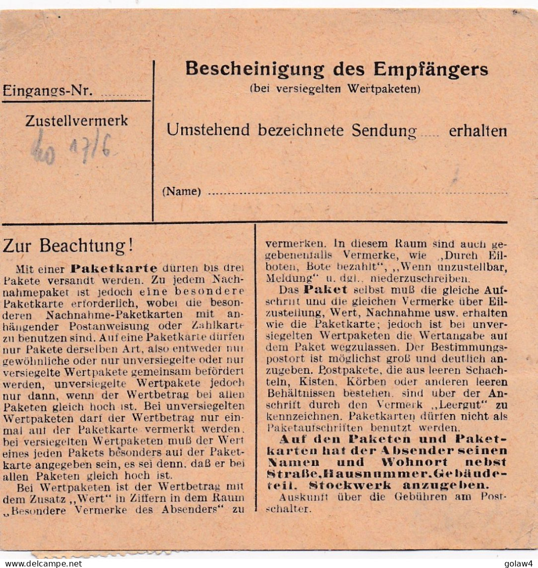 37752# COLIS POSTAL TANN ELS BITSCHWEILER 1944 THANN BITSCHWILLER HAUT RHIN ALSACE Pour SANATORIUM SAALES BAS - Covers & Documents