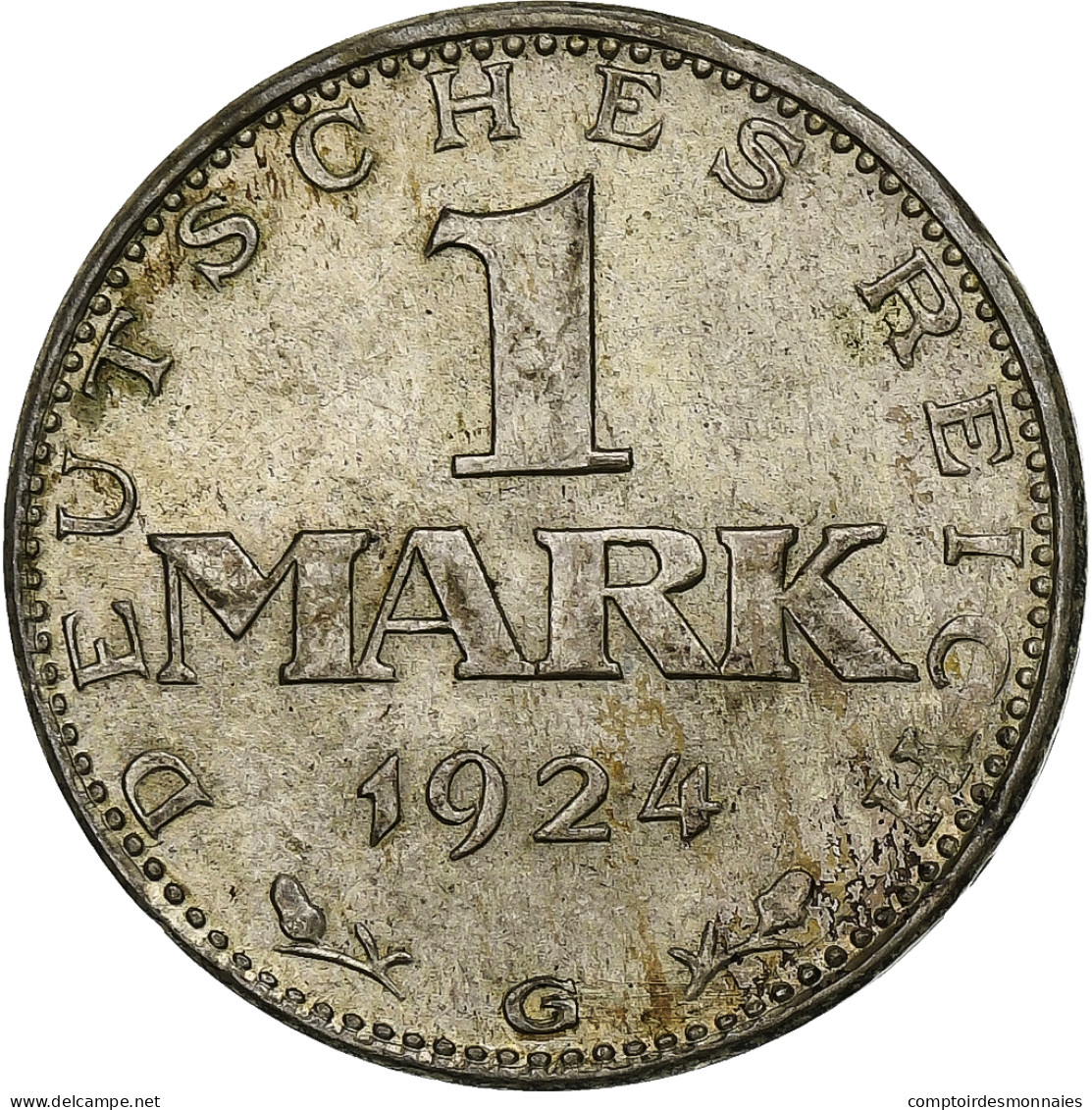 Allemagne, République De Weimar, Mark, 1924, Karlsruhe, Argent, SUP, KM:42 - 1 Mark & 1 Reichsmark