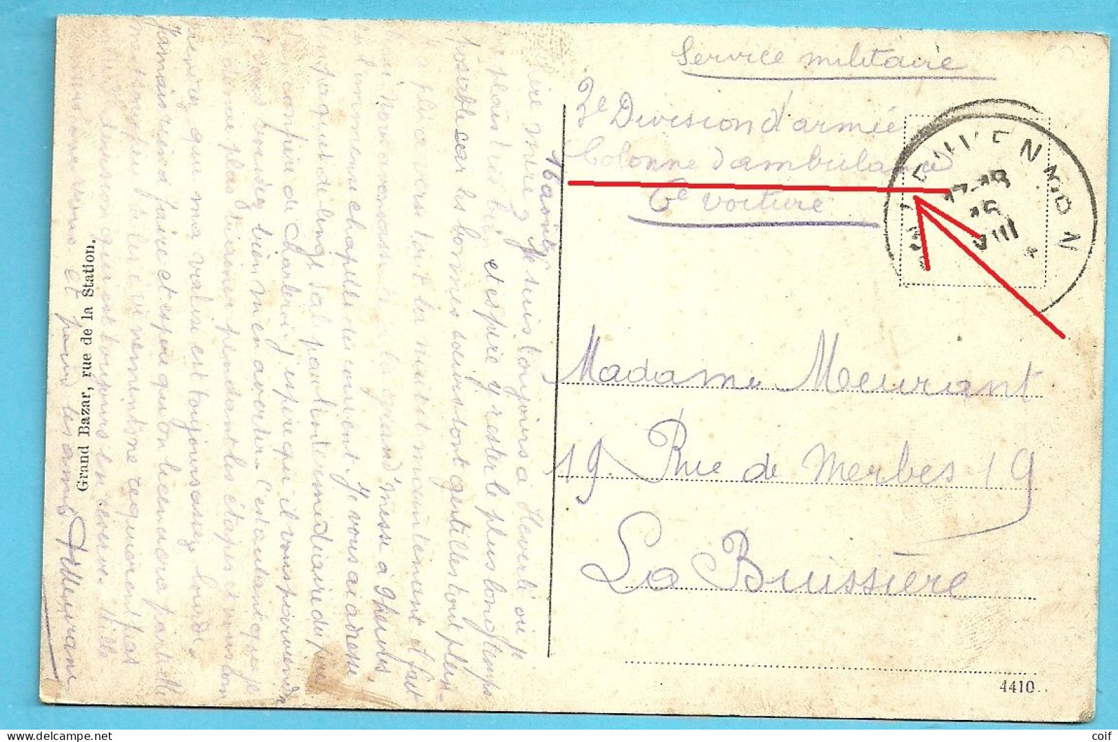 Kaart "Caserne " Stempel LEUVEN OP 16/08/1914 (Offensief W.O.I) Verzonden "Colonne D'Ambulance 6° Voiture..." Zie Tekst - Zona No Ocupada