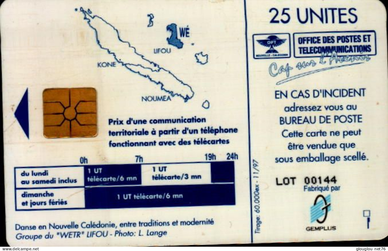 TELECARTE 25 UNITES...NOUVELLE CALEDONIE....DANSEURS - Nieuw-Caledonië