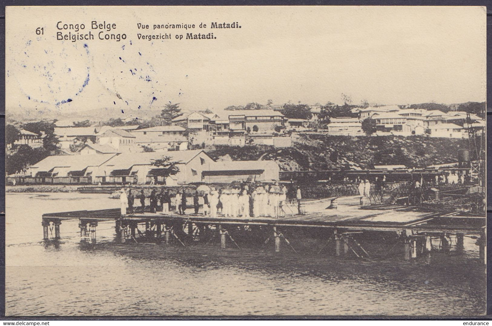 Congo Belge - EP CP 5c Vert "vue De Matadi" Càd Bleu BOMA /15 JUIL 1918 Pour KONGOLO - Càd Arrivée KONGOLO - Enteros Postales