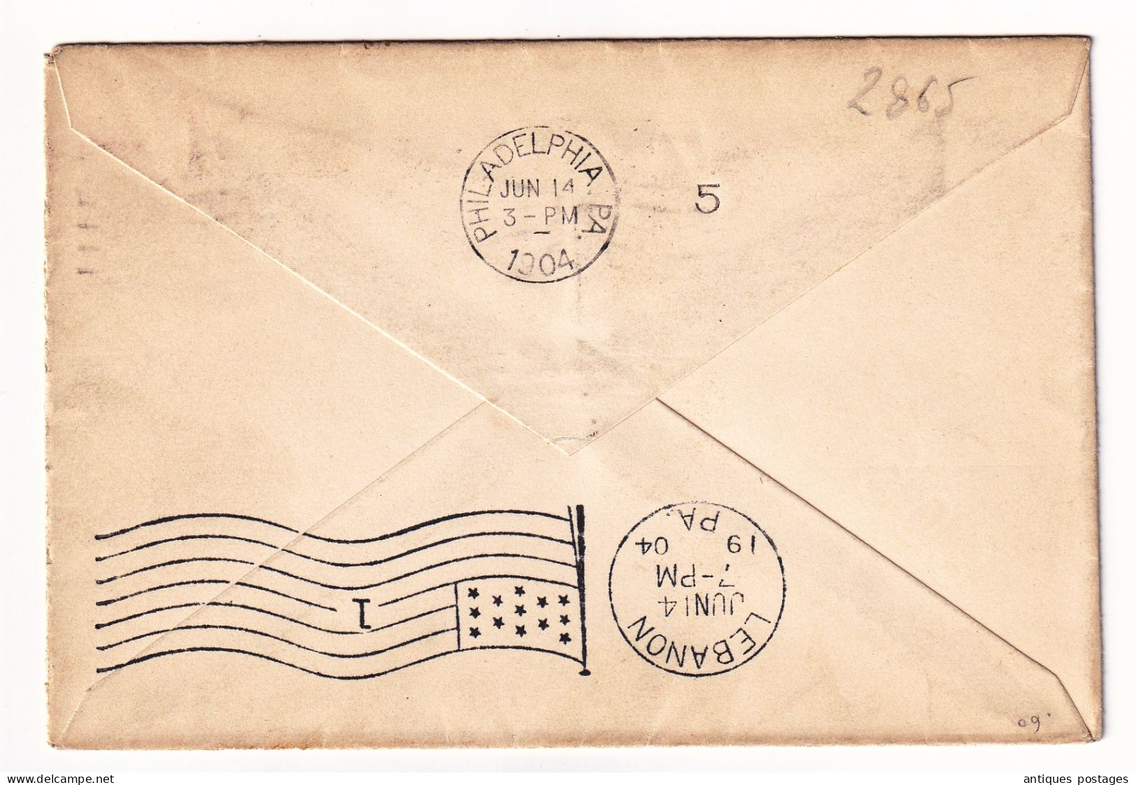USA 1904 Philadelphia Pennsylvania Lebanon Stamp 2 Cents Thomas Jefferson Stamp - Lettres & Documents