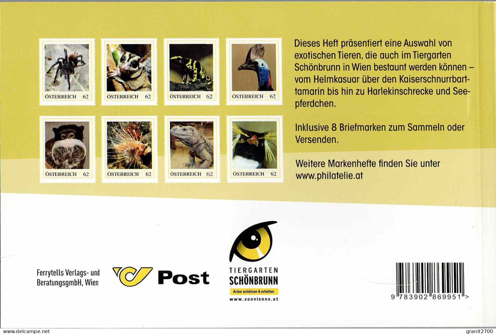 PM Marken Heft - Exotische Tiere Im Tiergarten Schönbrunn  Mit 8 Verschiedenen Marken  Lt. Scan Postfrisch - Personnalized Stamps
