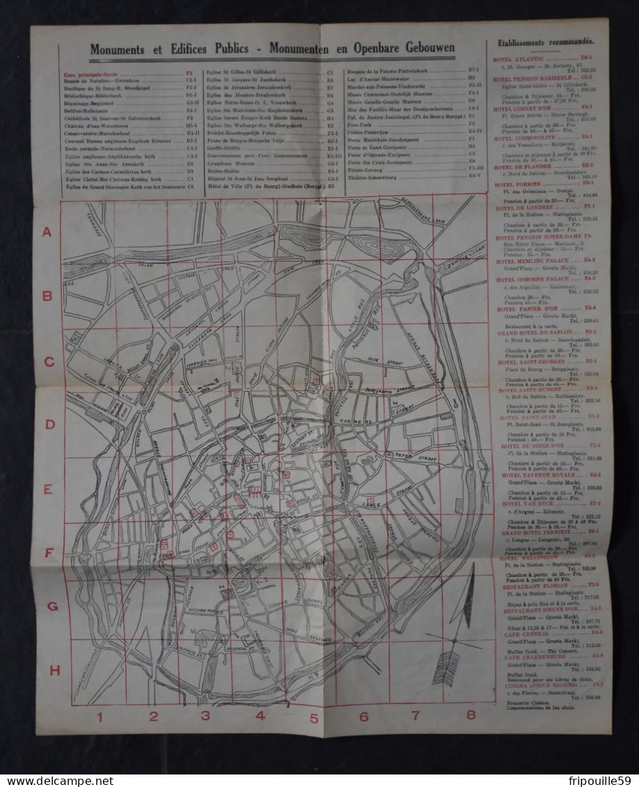 Brugge - Plan De La Ville De Bruges - 1934 - Publicités Au Dos - 44 X 34,5 Cm - - Mapas Geográficas