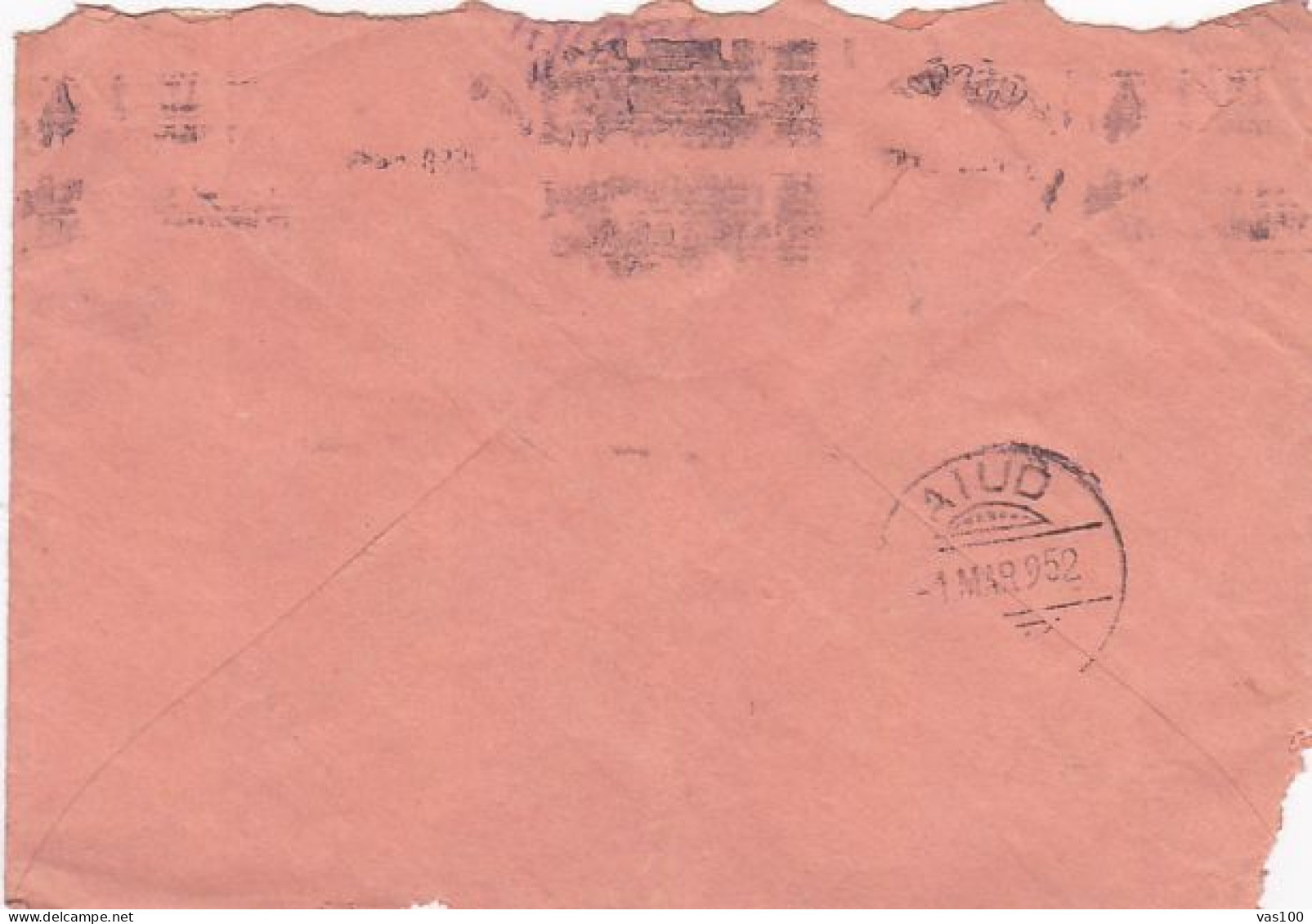 ION LUCA CARAGIALE- WRITER, 55 BANI OVERPRINT STAMP ON COVER, 1952, ROMANIA - Cartas & Documentos