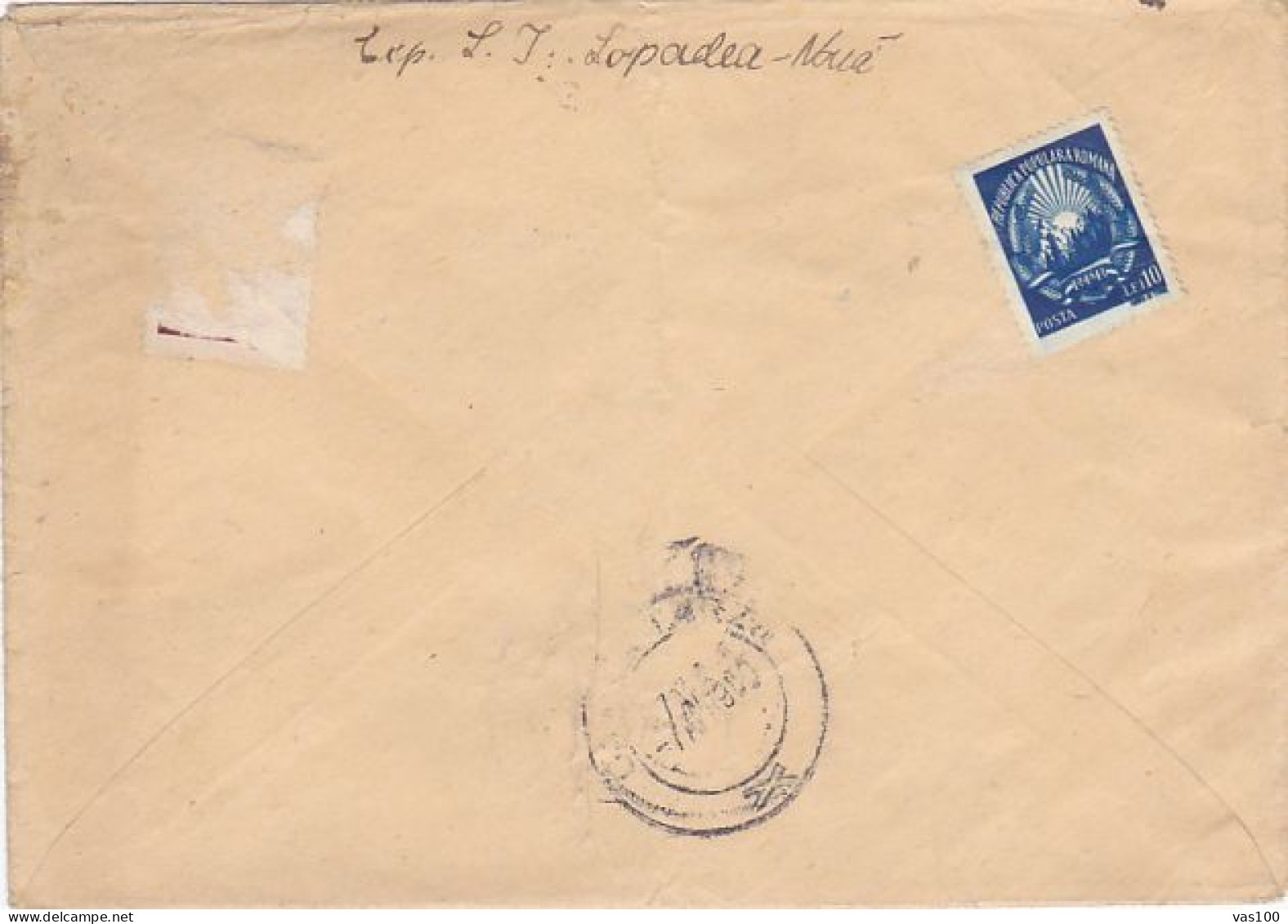 REPUBLIC COAT OF ARMS, STAMPS ON COVER, 1950, ROMANIA - Briefe U. Dokumente
