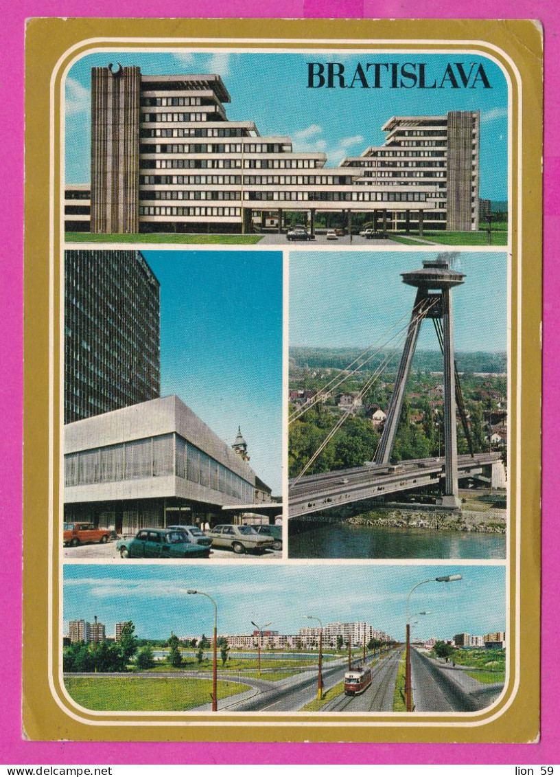 294785 / Slovakia BRATISLAVA - Hotel Bridge Tram  PC 1979 USED 30h 25th Vychodna Folklore Festival Dance Czechoslovakia - Covers & Documents