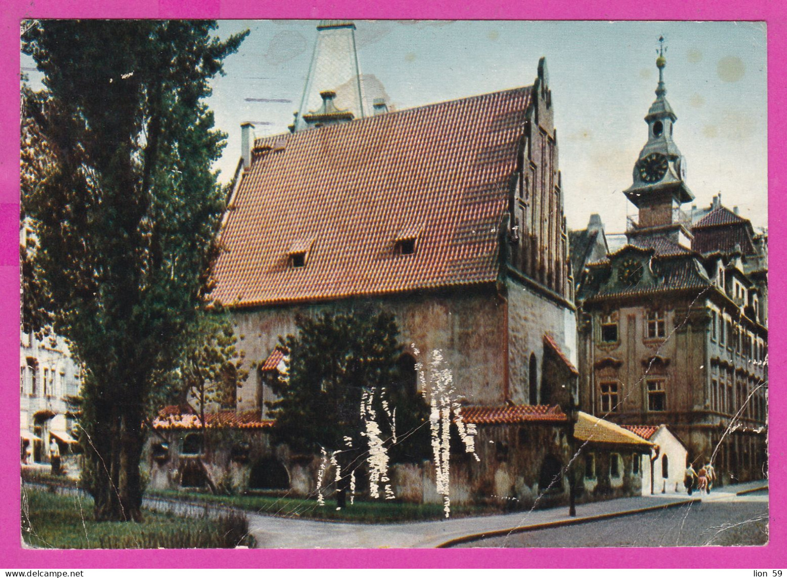 294789 / Czechoslovakia - PRAHA Old New Synagogue Sunagoge PC 1965 USED 30h 3rd National Spartacist Games - Briefe U. Dokumente