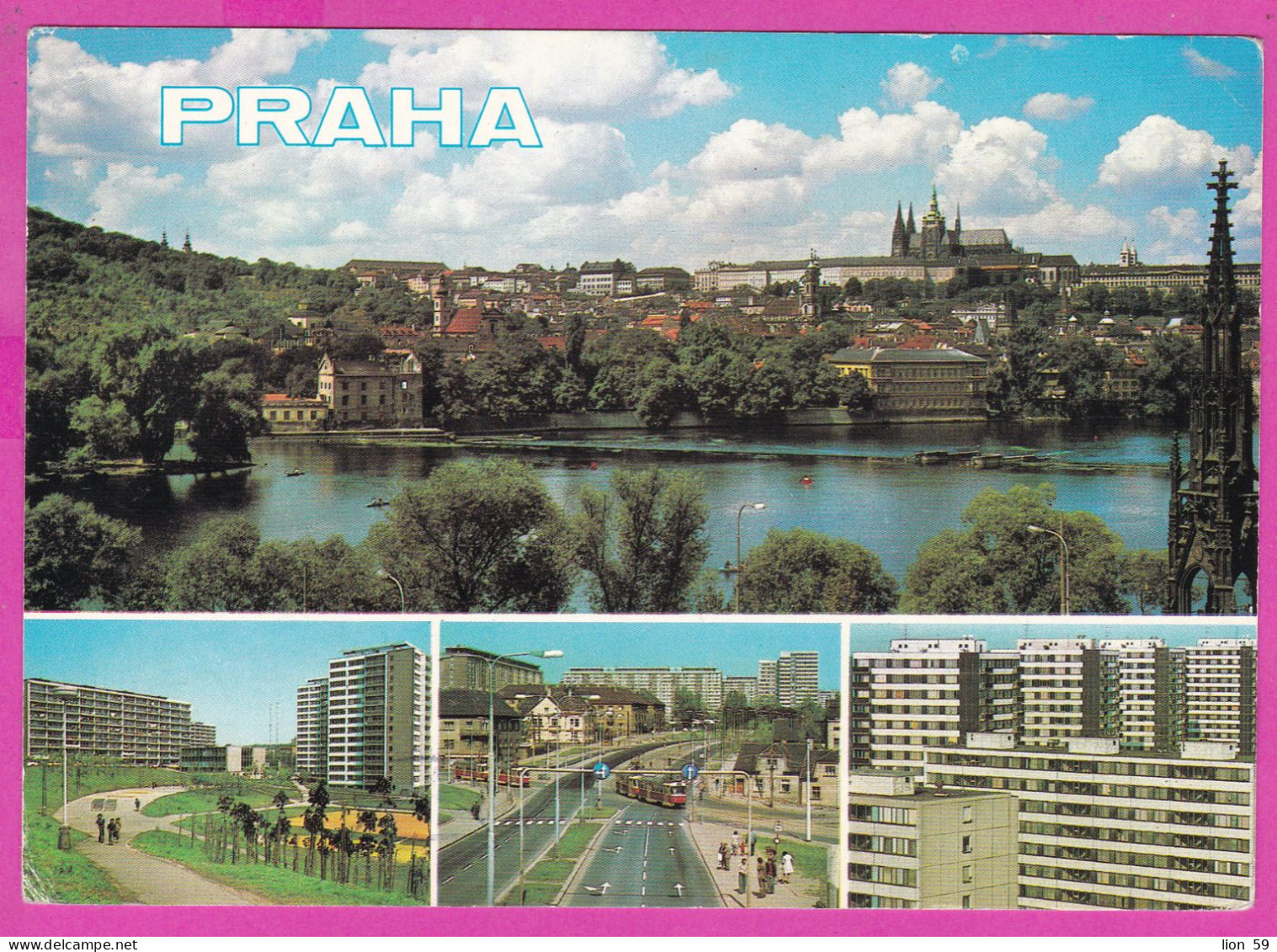 294820 / Czechoslovakia PRAHA - 4 View Castle Building Tram PC 1978 USED 30h Soviet-Czechoslovak Space Flight Space - Storia Postale