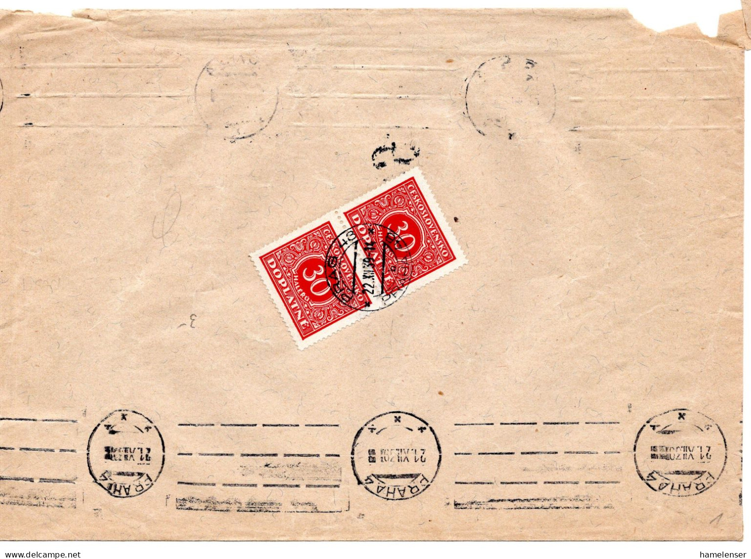 66497 - Deutsches Reich / Böhmen & Mähren - 1939 - Unfrank OrtsBf V Zivilgericht M 2@30h CSR-Portomken - Lettres & Documents