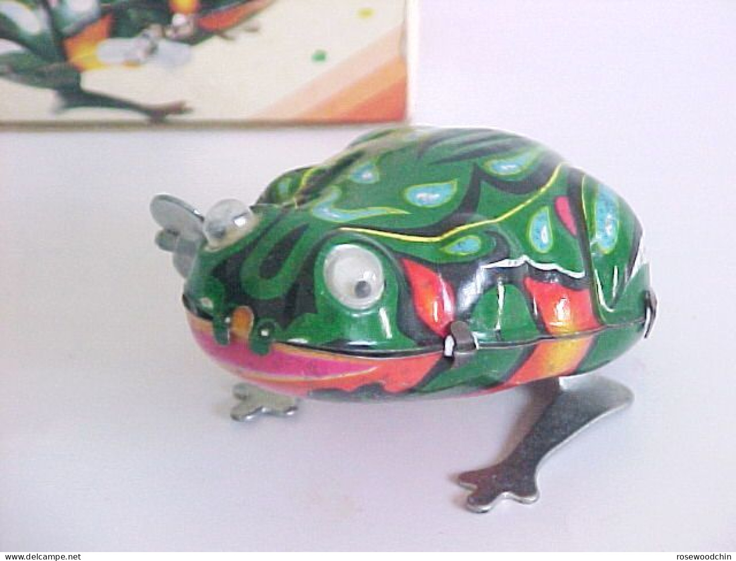 VINTAGE ! China 60s' Wind Up Tin Toy Jumping Frog With Box (MS 088) - Giocattoli Antichi