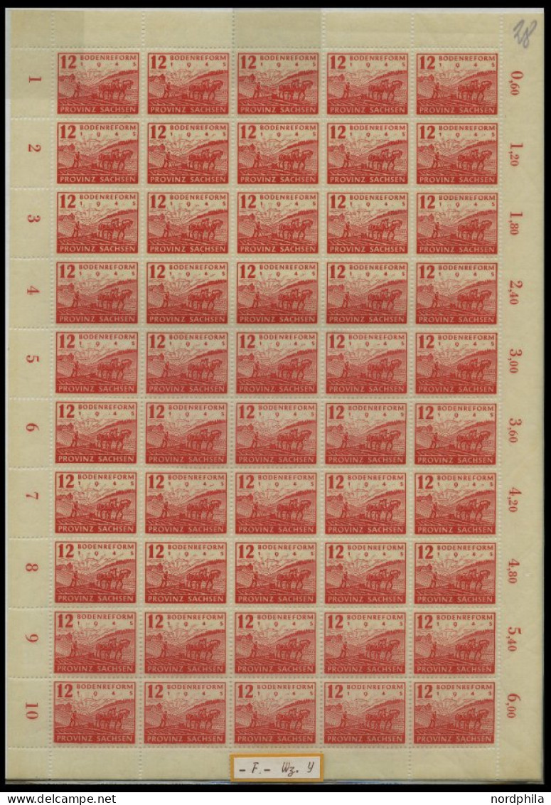 PROVINZ SACHSEN 90/1 , 1946, Bodenreform Auf Zigarettenpapier, Große Bogensammlung Von über 200 Vollständigen Bogen In W - Sonstige & Ohne Zuordnung