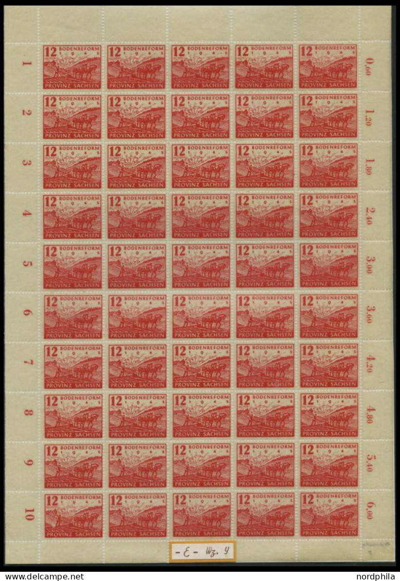 PROVINZ SACHSEN 90/1 , 1946, Bodenreform Auf Zigarettenpapier, Große Bogensammlung Von über 200 Vollständigen Bogen In W - Altri & Non Classificati