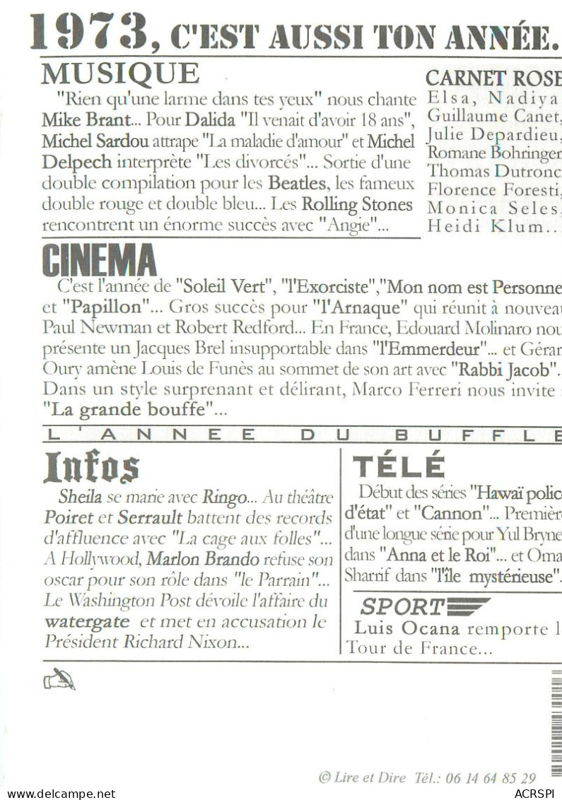 Naissance, Cette Année La. 1973 Les Rolling Stones, Mais Aussi... (scan Recto-verso) KEVREN0148 - Geboorte